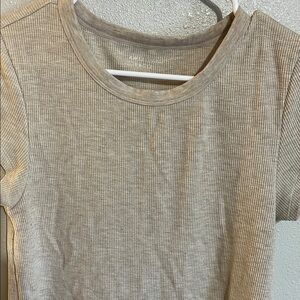 Madewell Gray Cream Fitted Short Sleeve T-Shirt